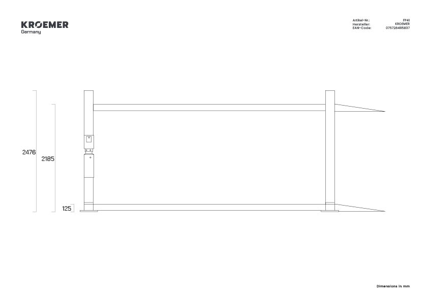 FP41 Technische Zeichnung - Seitenansicht