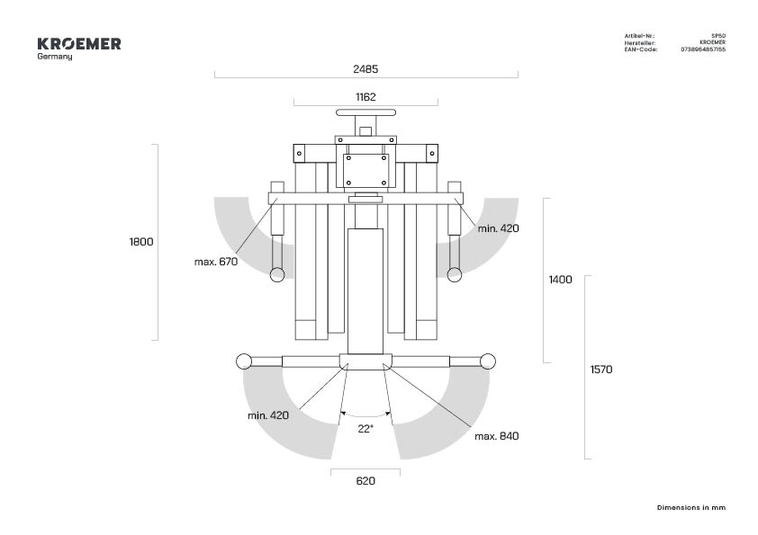 Technische Zeichnung SP50 - Draufsicht