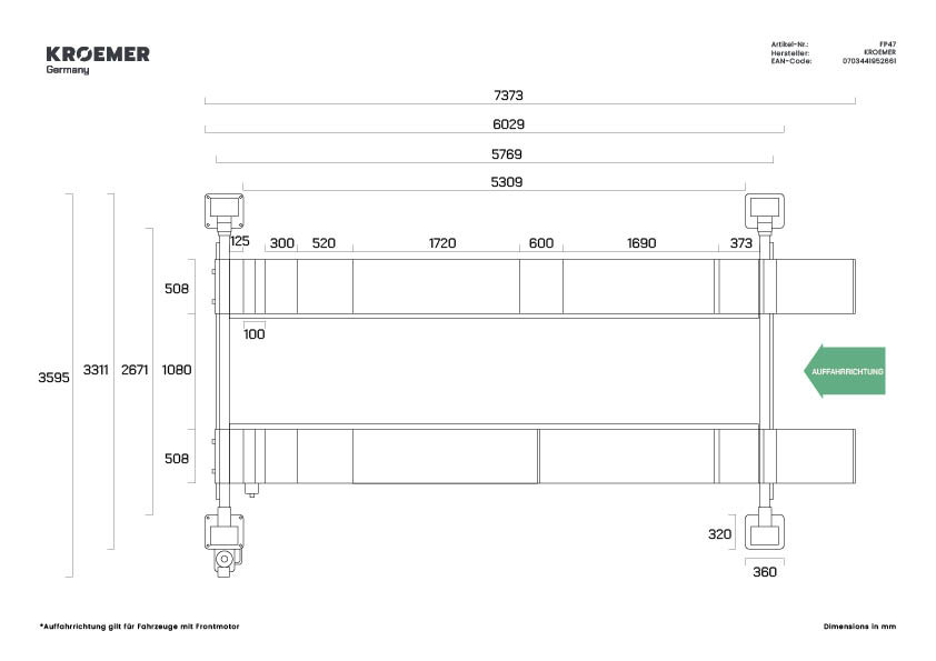 Technische Zeichnung FP47 - Draufsicht