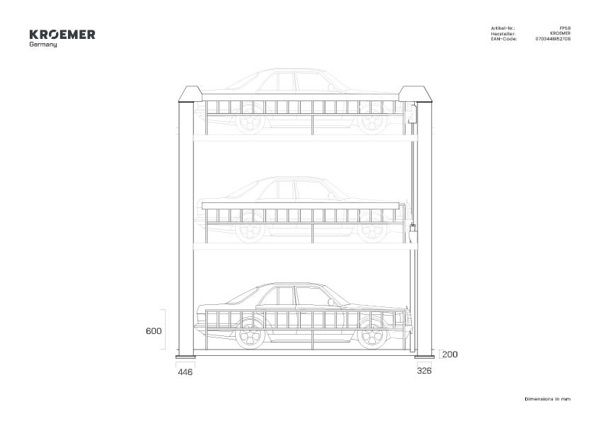 Technische Zeichnung FP58 - Seitenansicht