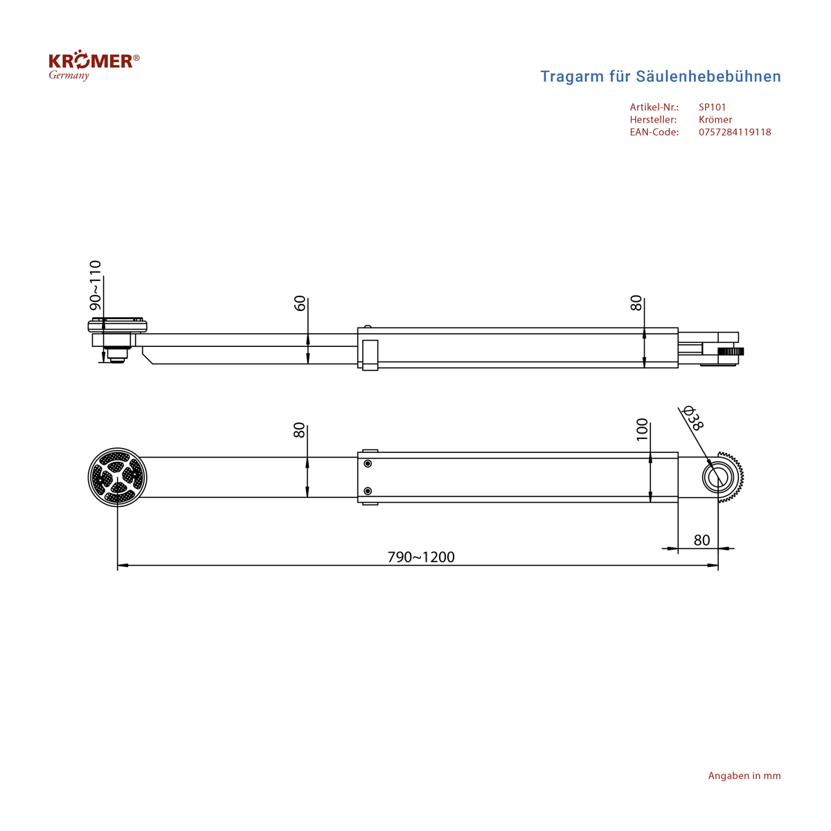 Tragarm-Set Extra Lang SP101